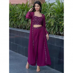 Naiste Georgette Etniline Tuunika Palazzo Etniline Jakk Komplekt India Pakistani Peo R&otilde;ivad VF-20162 M-38