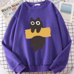 L&otilde;bus kleeplint Kass Armsad tr&uuml;kised Multikad Kapuuts Mehed Naiste Pusad S&uuml;gis Uued Pusad O-kaelusega Lahtised riided Pusad S