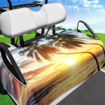 Coconut Tree Cart of Golf Printed Vegetable Seat Cover for Most Club Sports Cars Easy to Clean The Sunset