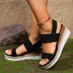 Uued suvised kiilsandaalid Vabaaja avatud varbaga Naiste sandaal Mugavad Libisemiskindlad Elastikuga Paksude taldadega kingad Naiste moekingad Zapatos 43 must