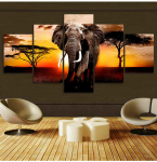L&otilde;uendipildid Kodukaunistus 1 osa k&otilde;ndiv elevant p&auml;ikeseloojang Aafrika rohumaa maastik Maalid Prindid Plakat Elutoa seinakunst 20x35cm*2 20x45cm*2 20x55cm*1