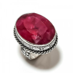 Ruby(Simulated) Gemstone Handmade 925 Sterling Silver Jewelry Ring Size 7 g9z61