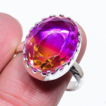 Bi-Color Tourmaline Handmade 925 Sterling Silver Gift Ring Size 8 r7k14