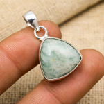 Amazoniitkivi 925 Prooviga Sterling H&otilde;bedast K&auml;sit&ouml;&ouml; Ehted Ripats 1.33 Inches sinine