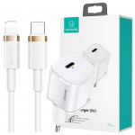 Usams Ład. Siec. 1Xusb-C T36 Mini 20W+ Kabel Usb-C-Lightning Biały/White Pd3.0 Fast Charging Xfkxlogtl02 (Us-Cc124+Us-Sj484)