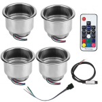 4x Roostevabast terasest joogitopsihoidja 14 LED RGB-valgusti+Puldiga Auto Merepaat gray