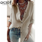 QICED Naiste mood vabaaja &uuml;hev&auml;rvilise tr&uuml;kiga l&uuml;hikeste varrukatega POLO kaelusega pluusid ja s&auml;rgid S