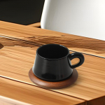 Ceramic Mug with Saucer for Espresso 300 ml Dishwasher Safe Coffee Cup Cafe Gathering