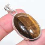 Natural Tiger Eye Gemstone 925 Sterling Silver Jewelry Pendant 1.97 y7z01