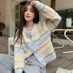 2024. aasta kevad-s&uuml;gis naiste t&auml;isribiga kootud kaelusega triibuline sviiter Femme Y2k pikkade varrukatega pullover Jersey Topid Moer&otilde;ivad One Size