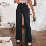 Naiste retro k&otilde;rge v&ouml;&ouml;kohaga laia s&auml;&auml;rega sirge l&otilde;ikega t&auml;navastiili laia s&auml;&auml;rega teksad S