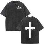 Jeesus On Kuningas Kristlik Graafiline Vintage Pesitud T-s&auml;rk Mood Hip Hop L&uuml;hikeste Varrukatega T-s&auml;rgid Mehed Naised Puuvillane Vabaaja T-s&auml;rk Topp M black