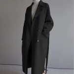 Villasegu mantel naistele s&uuml;gis talv vintage pikk jakk naiste korea mood elegantne pealisr&otilde;ivas daamide &uuml;lem&otilde;&otilde;duline lahtine rev&auml;&auml;riga mantel XS must