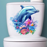 Creative Flower Dolphins WC kleebised Isekleepuvad eemaldatavad PVC seinamaalingud Seinakleebised K&uuml;lmik Vannitoa kaunistus sinine