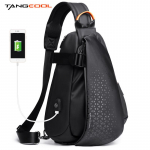 TANGCOOL Meeste USB-laetav rinnakott - V&auml;lisspordi diagonaalkott Volcanic Black