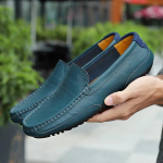 Ehtne nahk Hingav Moccasins Vabaaja Loafers Nahast Kingad Meestele Slip-on Formaalne Itaalia S&otilde;idukingad Lamedad Chaussure Homme 41 sinine