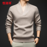 Hengyuanxiang Men's Thickened V-Neck Knit Sweater 2XL (185)