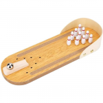 Jeu de bowling - ZGEER - Mini jeu en bois - 29,5 x 10 cm - Pour enfants &agrave; partir de 3 ans - Int&eacute;rieur roheline/looduslik