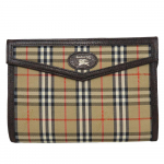 Used Burberrys Pouch Nova Check canvas/leather beige Dark brown accessory case