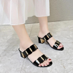 Naiste k&otilde;rge kontsaga kingad suvised uued avatud ninaga paksud kontsad naiste sussid &otilde;uekleit kontoris Naiste kontsakingad Naiste pumbad 43