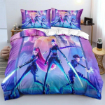 Rumi K-Pop Voodipesu Komplekt Demon Hunters Teemaline 2 K&uuml;ljega V&auml;rviline Tr&uuml;kk Pol&uuml;ester &Uuml;li&otilde;pilaste &Uuml;hiselamu Voodilina Tekikott Laste Kingitus US Twin(172x218cm)