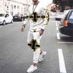 Mood Luksus Meeste &Uuml;likond Pikkade Varrukatega T-s&auml;rk 2-osaline Komplekt 3D-tr&uuml;kiga Spordidressikomplekt &Uuml;lem&otilde;&otilde;dulised Meesteriided Trend Retro T&auml;navamood 4XL