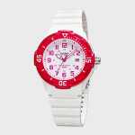 Casio - Naiste kvartskell silikoonrihma ja punavalge sihverplaadiga LRW-200H-4B valge