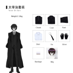 Anime Bungo Zwerfhonden Osamu Dazai Cosplay Port Maffia T&auml;ielik Komplekt Must Trenchcoat Parukas S&auml;rk Lips Halloween Anime One Size oranž