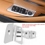 4pcs Car Auto Window Switch Lift Panel Button Frame Cover Trim decoration for BMW 5 series G30 Silver Chrome