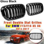 Glossy Black Car Grille Grill 2 Slat Front Kidney For BMW F15 F16 X5 X6 F85 F86 X5M X6M 2014-2018 Replacement Front kidney Grill Glossy Black