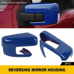 2x Blue Door Side Eyeglass Mirror Cover Trims For Ford F150 + w/ Turn Signal