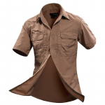Meeste s&auml;rk Militaar l&uuml;hikeste varrukatega s&auml;rk vabaaja s&auml;rk Sotsiaalne riietus Chemise Homme Camisa Masculina XXL pruun