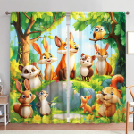2-paneeliga multifilmimetsloomade kardinad  Eriline tr&uuml;kk  Varjutus ja privaatsuse kaitse  Sobib erinevate ruumide kaunistamiseks 130*150 Grommet Top 1pcs