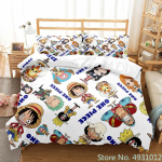 One Piece Luffy Poiss 3-osaline Voodipesukomplekt Tekk Multikas Tekikott Padjap&uuml;&uuml;r Voodipesu Lapsed Poisid Voodi Magamistoakomplekt EU Double(200*200cm)3pcs