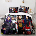 Descendants 3 3D Prinditud Voodipesukomplekt Teismelised Lapsed Tekikoti Komplekt Pehme Tekikoti Kate Tekikoti Katte Padjapuuriga EU Single(135*200cm)3pcs