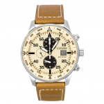 Citizen Eco-Drive Aviator Kronograaf Nahkrihm Beež Tihvikell CA0880-15X 100M Meeste K&auml;ekell