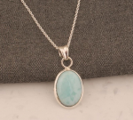 Tugev 925 sterlingh&otilde;bedast larimari kalliskiviga ripatsiga kaelakee Boho disainerkaelakee Statement ehted 18 inch