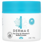 DERMA E, teepuu ja E-vitamiini leevendav kreem, 113g (4 untsi)