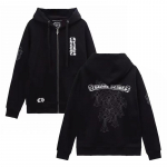 835 CHROME HEARTS 2026 S&uuml;gis ja Talv Uus Suur Suurus Klassikaline Stiil Logo T&otilde;mblukuga Kapuutsiga Dressipluus, Sobib paaridele kandmiseks S must