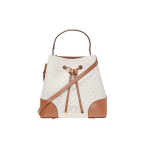 Michael Kors MK Mercer Gallery Koti stiilis Vintage T&otilde;mblukuga V&auml;rviplokk L&otilde;uend ja Nahast K&auml;sikott Naiste kotid Valge Pruun 30F9GZ5L6B-149 Basic Set (Bag+Dust Bag)