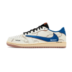 Travis Scott x Jordan Air Jordan 1 Travis Scott X AJ1 Low top Vintage Basketball Shoes Unisex White Blue DZ4137-700(Team1381-C) 42