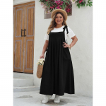 Suvine naiste suure suurusega kleit Elegantne mood &Uuml;hev&auml;rviline halter &uuml;hes t&uuml;kis kleit XL must