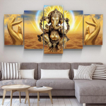 5 paneeli Elevandijumal Vintage Hindu Lord Ganesha l&otilde;uend maalimine Plakatid ja v&auml;ljatr&uuml;kid Seinakunstipildid Kodukaunistus Ilma raamita 40x60 40x80 40x100cm brown