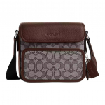 Coach Sullivan 20 Klassikaline Monogramm Prindiga Klapp Jacquard Nahast &Otilde;la Crossbody Kott V&auml;ikesed Meeste kotid Tamme Vaher CT834-SVS8S Basic Set (Bag+Dust Bag)