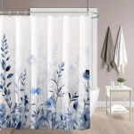 Elegantne Sinine ja Valge Akvarelliline Lilleline Disain Veekindel Du&scaron;ikardin &ndash; T&auml;iuslikrahuliku Puudutuse Lisamiseks Teie W220H180(CM)-1 Pcs