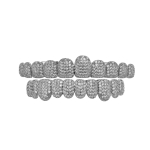 TOPGRILLZ Iced Out 10 &uuml;lemist ja 10 alumist 5A CZ kivi hammaste grillid Punk r&auml;ppar 14K kullatud tsirkooniumhamba katted suuehte jaoks gray