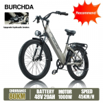 BURCHDA AZ26 1000W T&auml;iskasvanute Elektrijalgratas 48V 20AH Eemaldatav Aku, 26 Tolli 3.0 Paksude Rehvidega E-bike Linna S&otilde;iduks