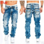 Mood Hip Hop Sinised Sirged Teksad Meestele Baggy P&uuml;ksid Retro Streetwear Pesu Mees Lahtised Laiad S&auml;&auml;red Denim P&uuml;ksid S sinine