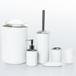 Vannitoa h&auml;davajalikud: 6-osaline komplekt hambaharjahoidja, seebialuse, WC-pintsli ja pr&uuml;gikastiga Transparent Cover 6-Piece Set valge