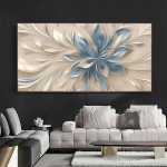 Suur sinivalge lilleline l&otilde;uas kunst - Kaasaegne P&otilde;hjamaade minimalistlik seinakaunistus elutuppa v&otilde;i magamistuppa, Raamita tekstuuriga post (as the picture,50x100cm No Frame)